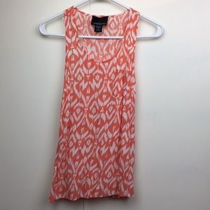 Coral and White Print Tank Top